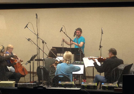 Recording an arrangement for Schumann's 'Child Falling Asleep' at AFM47 studios, for the Film Scoring program at UCLA Extension.